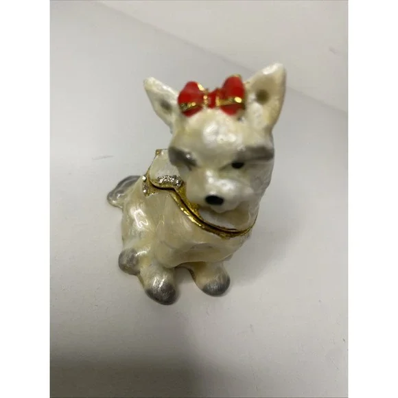 West Highland Terrier‎ Dog Jeweled Trinket Box Cloisonné Enameled - Picture 6 of 9